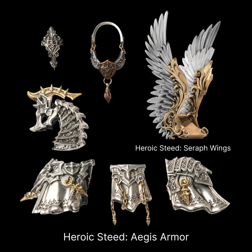 Heroic Steed Aegis Armor in White Bronze and Brass - detail view 35