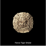 Fierce Tiger Shield with a sculpted tiger face against black