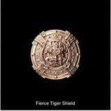 Fierce Tiger Shield with a sculpted tiger face against black
