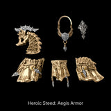 Heroic Steed Aegis Armor panels and ornaments arranged against black