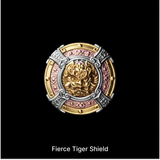 Fierce Tiger Shield with a sculpted tiger face against black