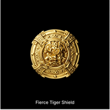 Fierce Tiger Shield with a sculpted tiger face against black