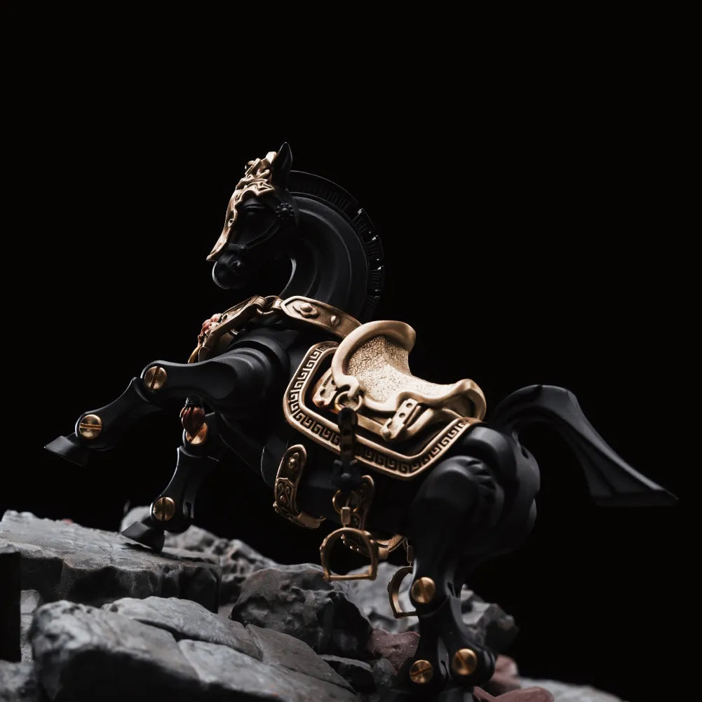 Rear view of Heroic Steed posed on rocks