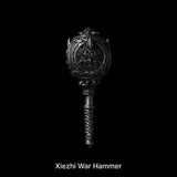 Xiezhi War Hammer with a sculpted circular head against black