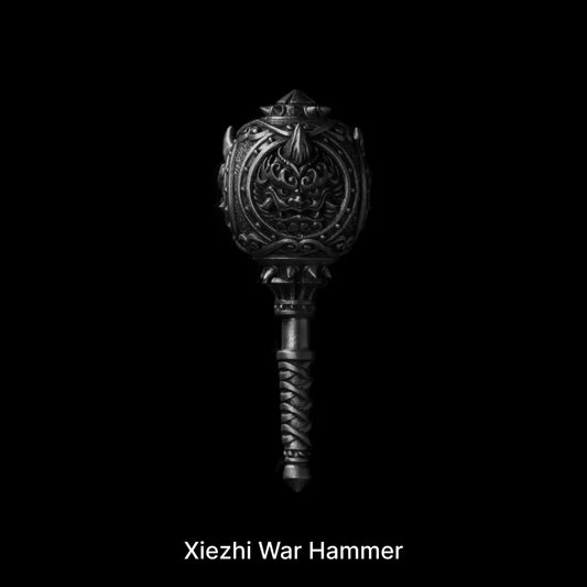 Xiezhi War Hammer with a sculpted circular head against black