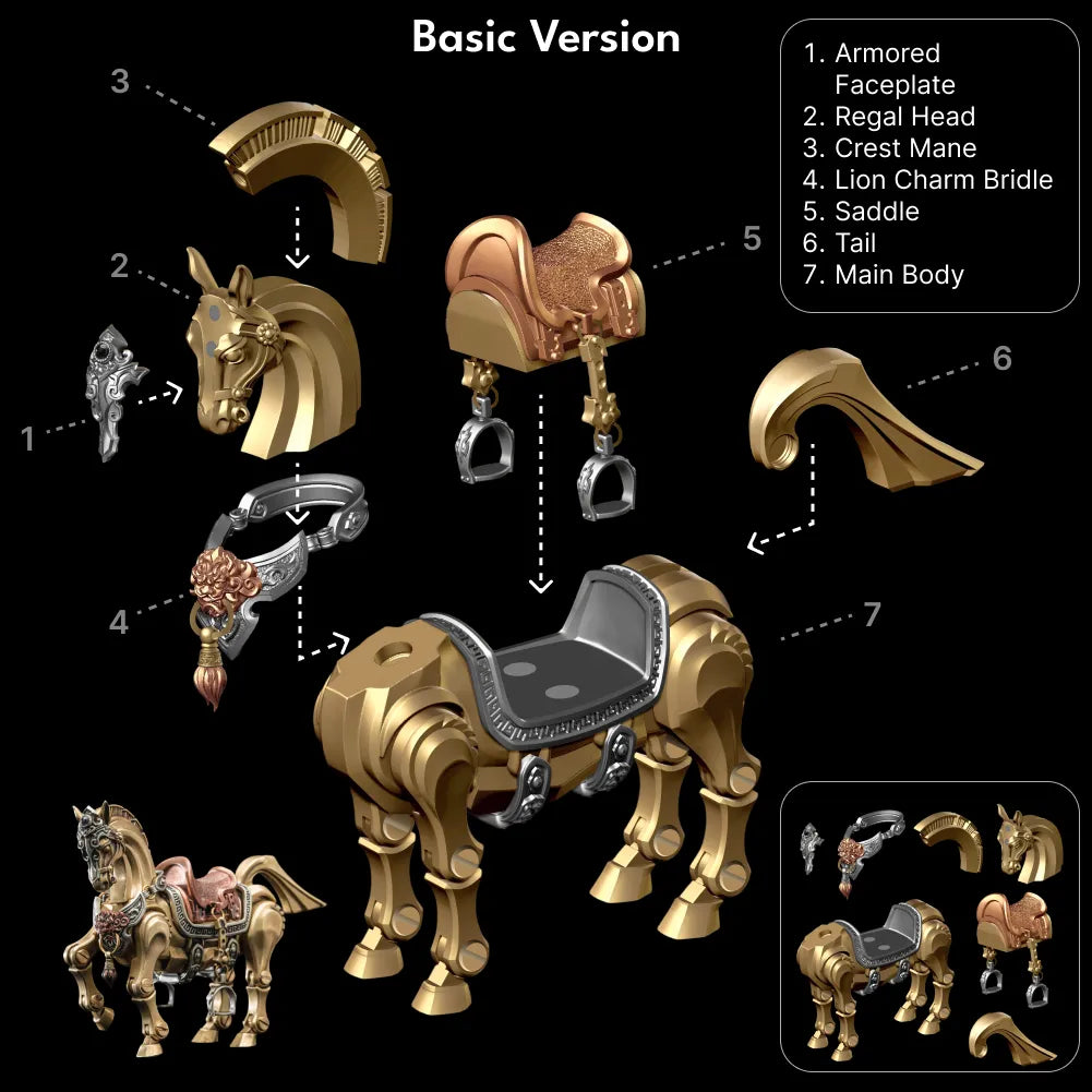 Brass With White Bronze With Copper Heroic Steed Base Version Installation Steps