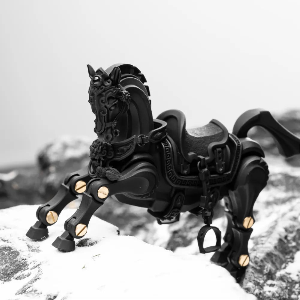 Heroic Steed figure with raised front legs on rocks