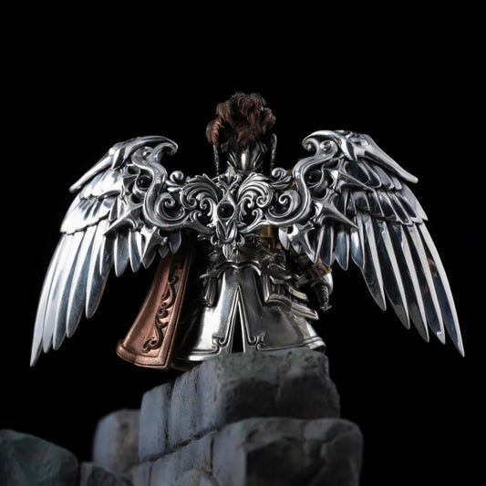 Rear view of a knight figure with Heaven's Mantle wings