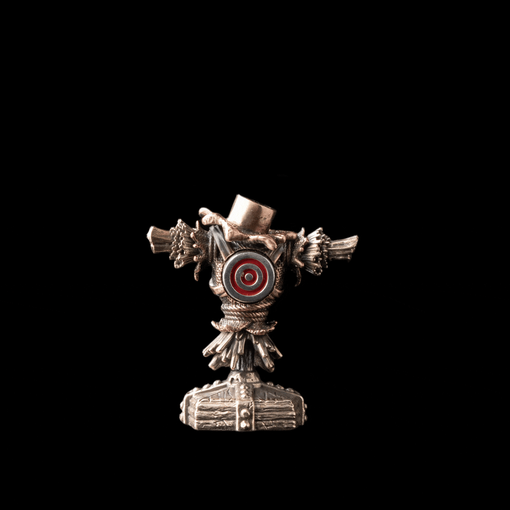 Scarecrow Training Dummy against a black background