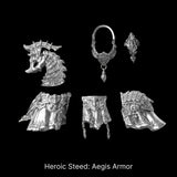 Heroic Steed Aegis Armor panels and ornaments arranged against black