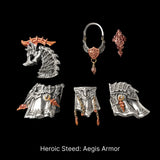 Heroic Steed Aegis Armor panels and ornaments arranged against black