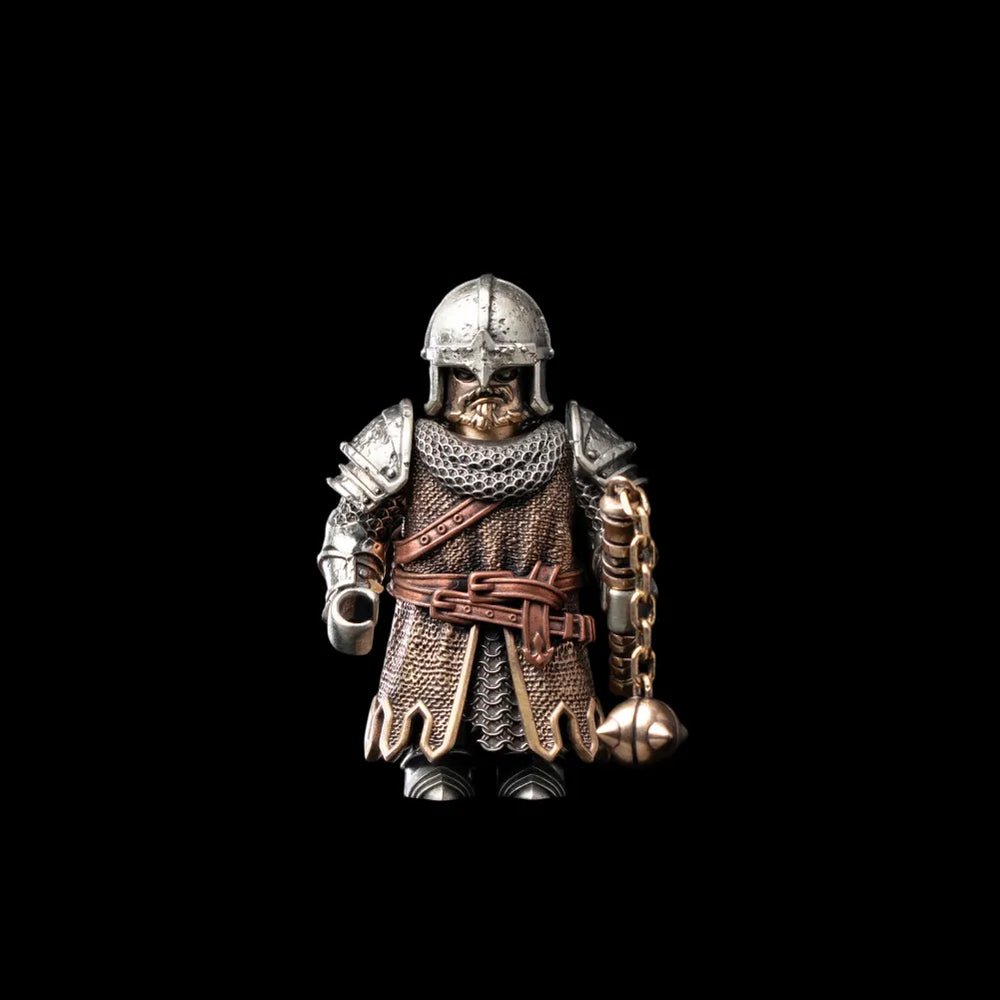 Battle Ready Medieval Infantry figure against black