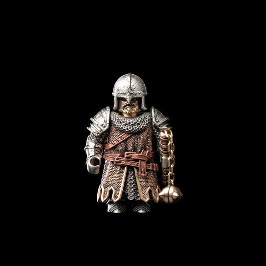 Battle Ready Medieval Infantry figure against black