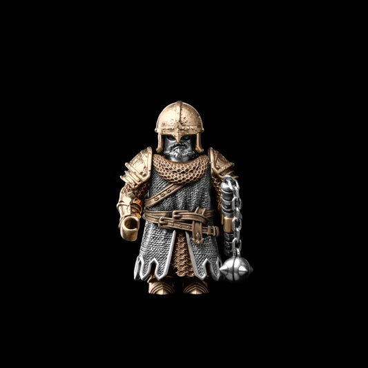 Battle Ready Medieval Infantry figure against black