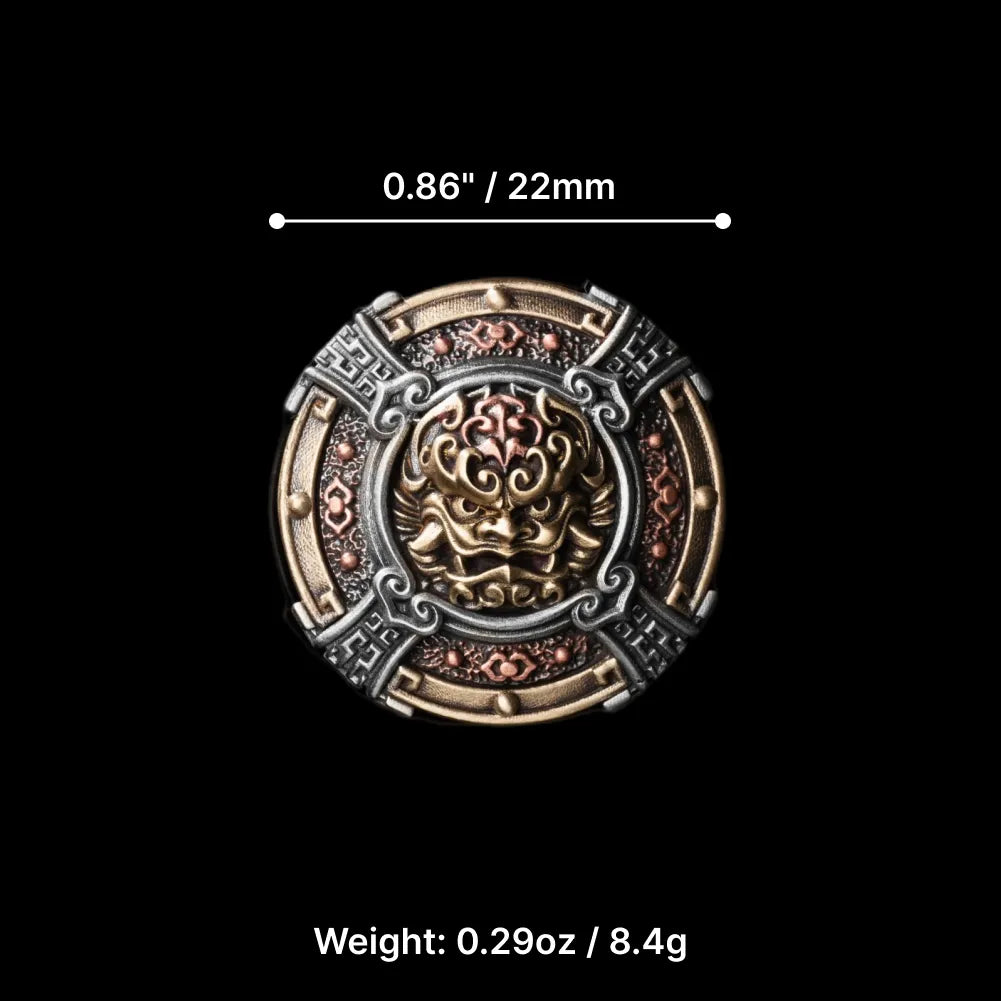 White Bronze With Brass With Copper Fierce Tiger Shield Parameter 01