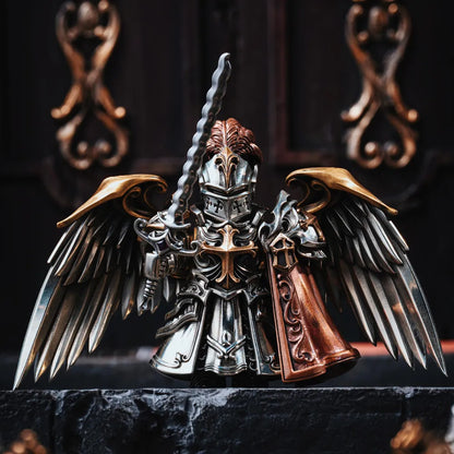 Crimson Templar figure with extended wings on a stone ledge