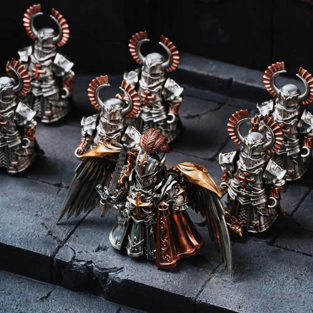 Crimson Templar displayed with other armored knight figures