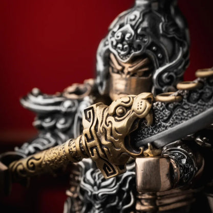 Fierce Tiger Shield in White Bronze and Brass - detail view 07