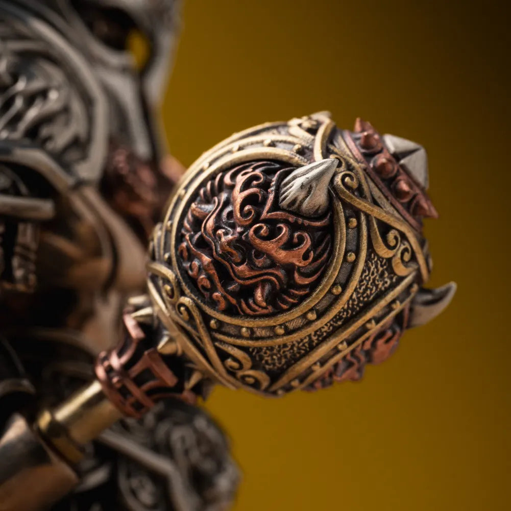Fierce Tiger Shield in White Bronze and Brass - detail view 09