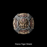 Fierce Tiger Shield in White Bronze and Brass - detail view 14
