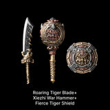 Fierce Tiger Shield in White Bronze and Brass - detail view 18