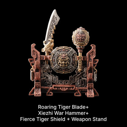 Fierce Tiger Shield in White Bronze and Brass - detail view 19