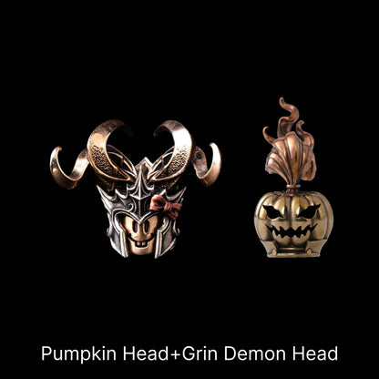 Grin Demon Head in Bronze, White Bronze and Copper - detail view 13