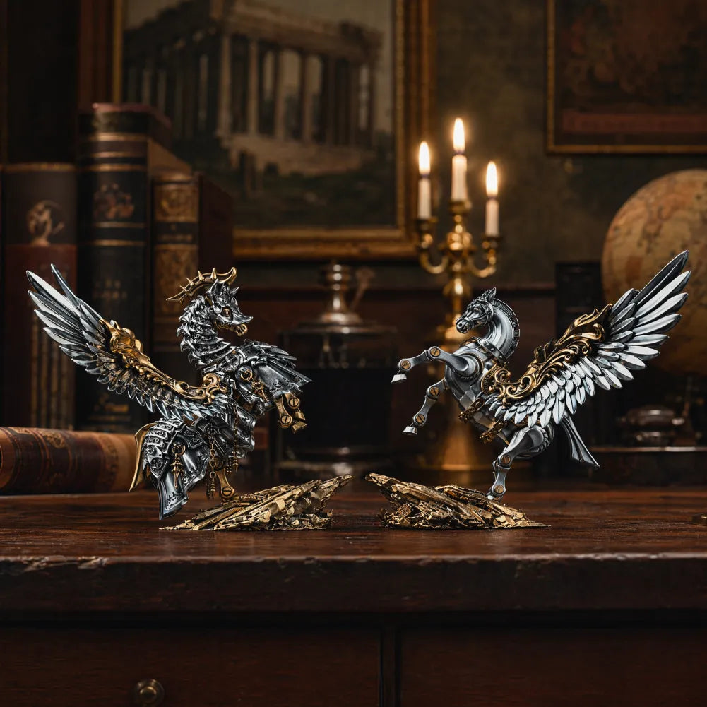 Heroic Steed Seraph Wings in White Bronze and Brass - detail view 06