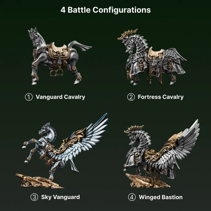 Heroic Steed Seraph Wings in White Bronze and Brass - detail view 07