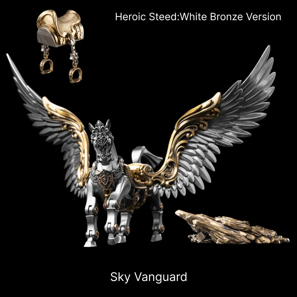 Heroic Steed Seraph Wings in White Bronze and Brass - detail view 24