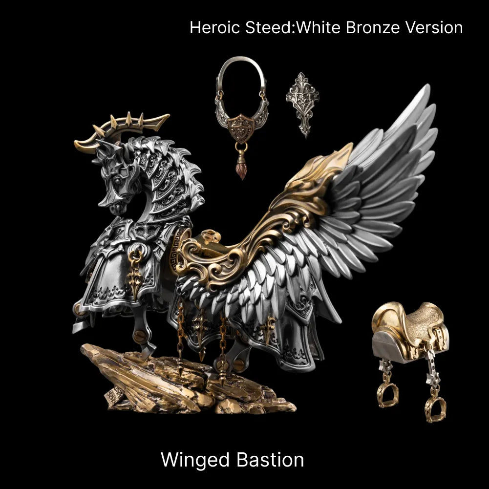 Heroic Steed Seraph Wings in White Bronze and Brass - detail view 25