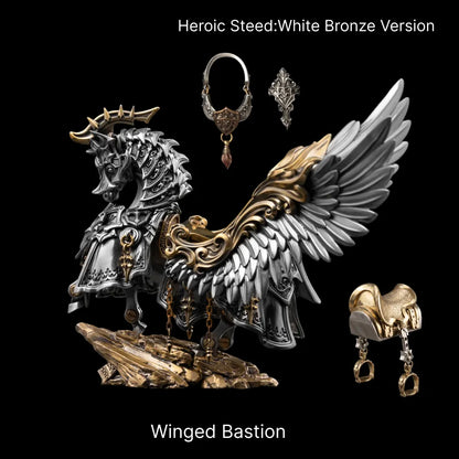 Heroic Steed Seraph Wings in White Bronze and Brass - detail view 25