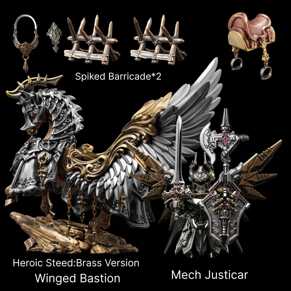 Heroic Steed Seraph Wings in White Bronze and Brass - detail view 35