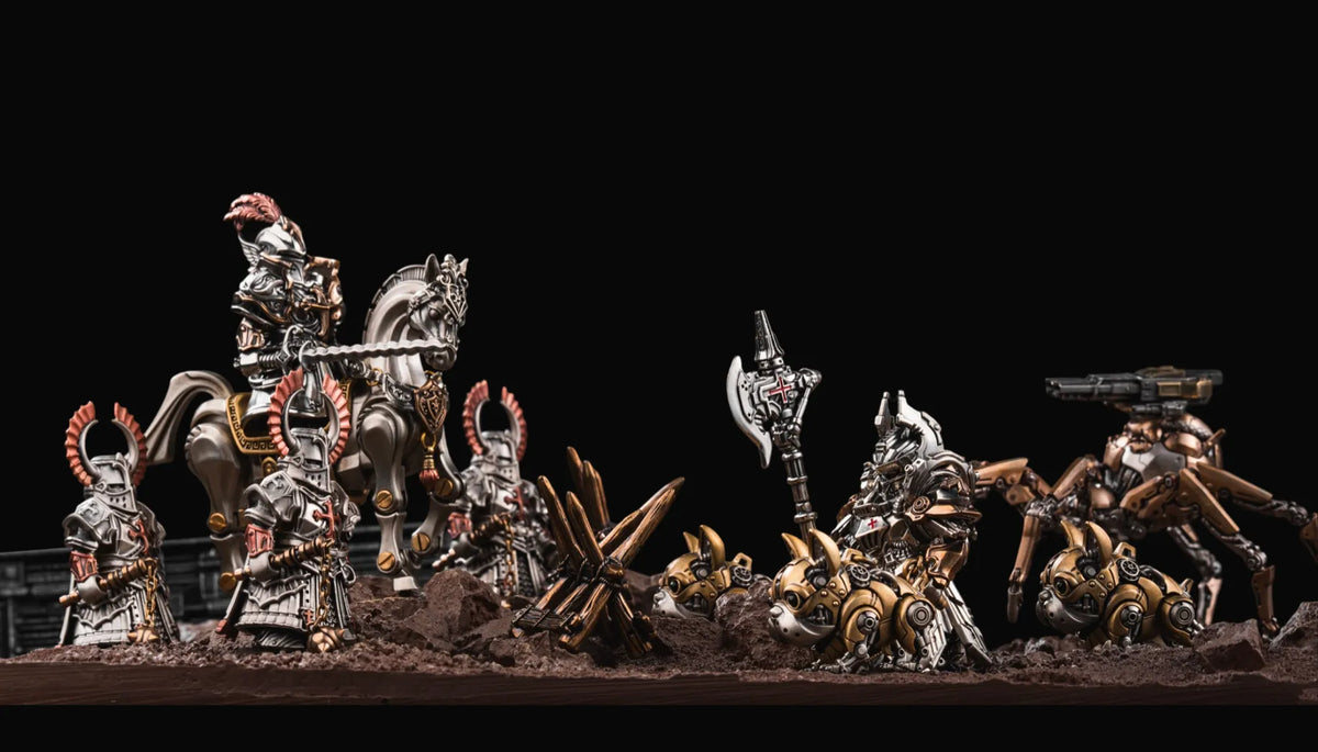 IRONDOM mounted warrior, miniature weapons and mechanical companions