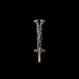 Oathrender sword with a split blade tip against a black background