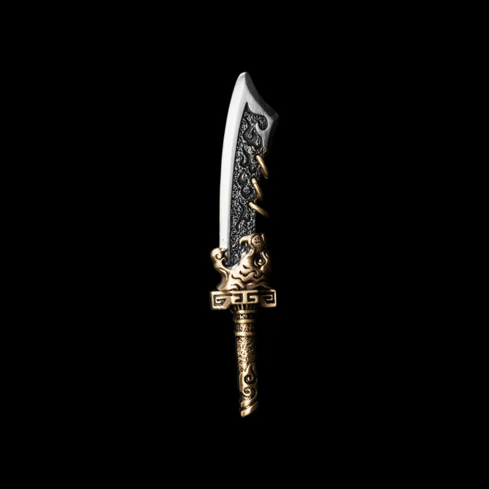 Roaring Tiger Blade in White Bronze and Brass - detail view 01