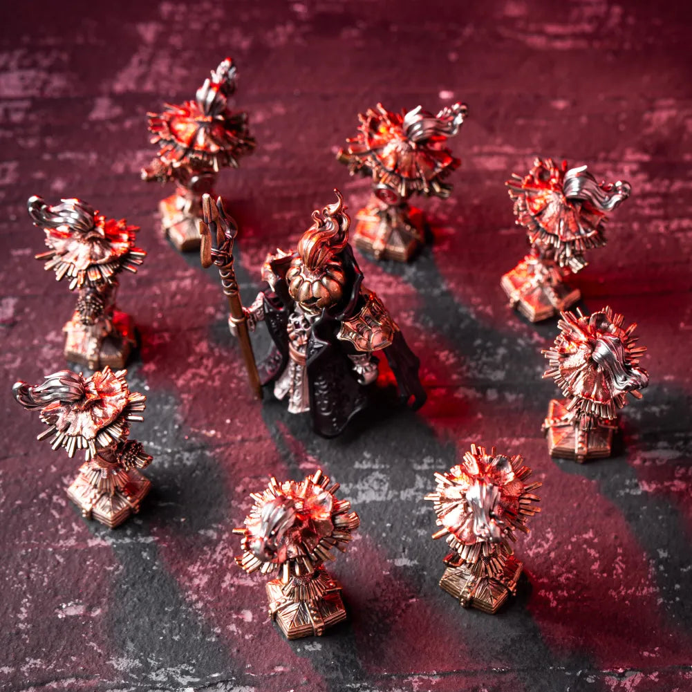 Scarecrow Training Dummy figures arranged around a central figure