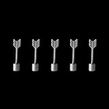 Five miniature arrows against a black background