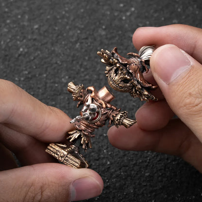 Hands assembling a Scarecrow Training Dummy