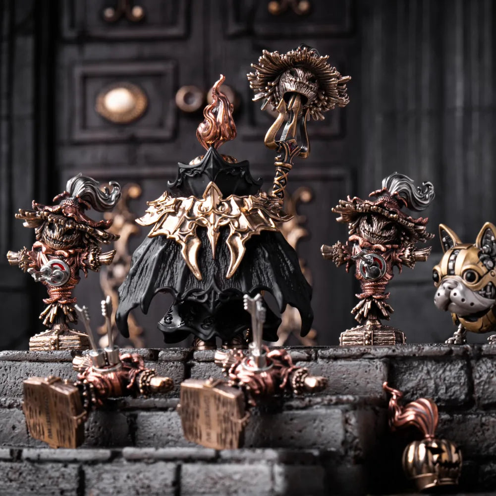 Scarecrow Training Dummy figures with an armored character