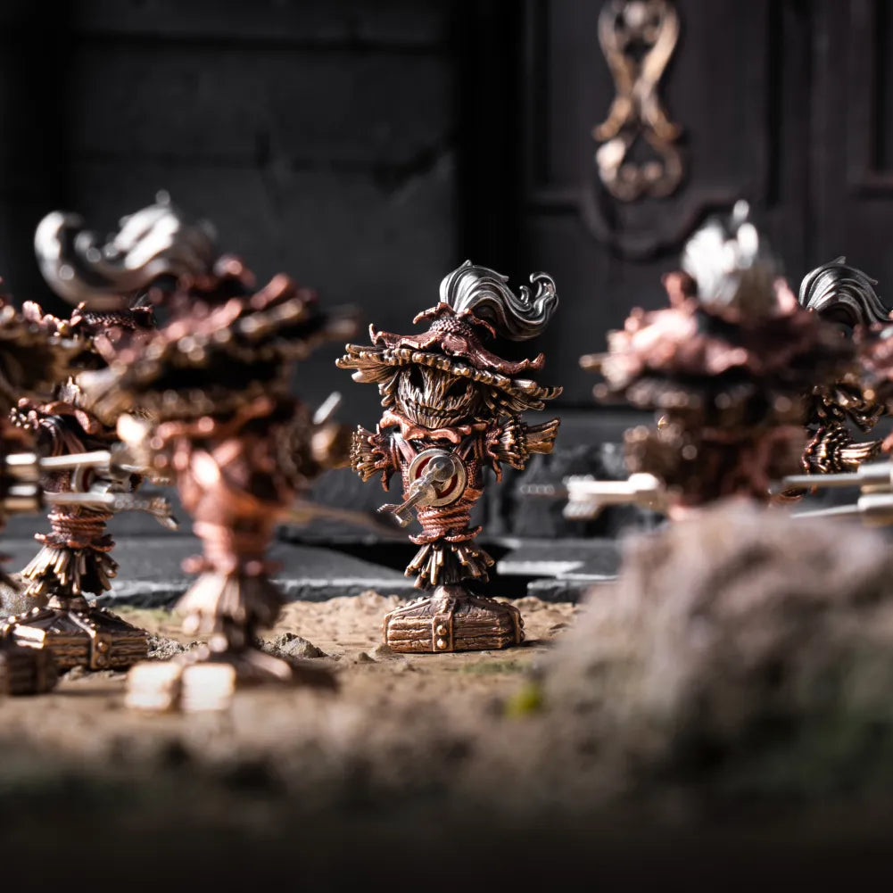 Scarecrow Training Dummy figures in a battle display