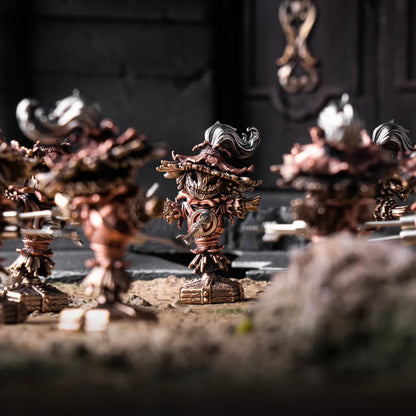 Scarecrow Training Dummy figures in a battle display