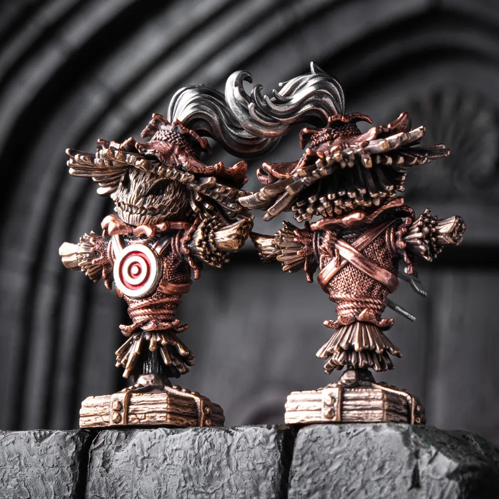 Two Scarecrow Training Dummy figures on stone