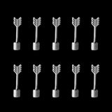 Ten miniature arrows against a black background