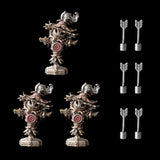 Three Scarecrow Training Dummy figures with six arrows
