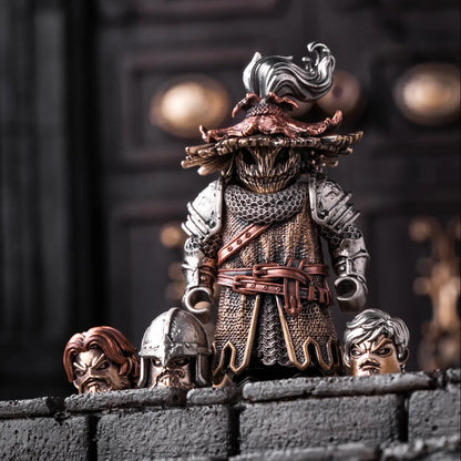 Armored warrior figure with a scarecrow head