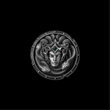 Aegis of Medusa shield against a black background