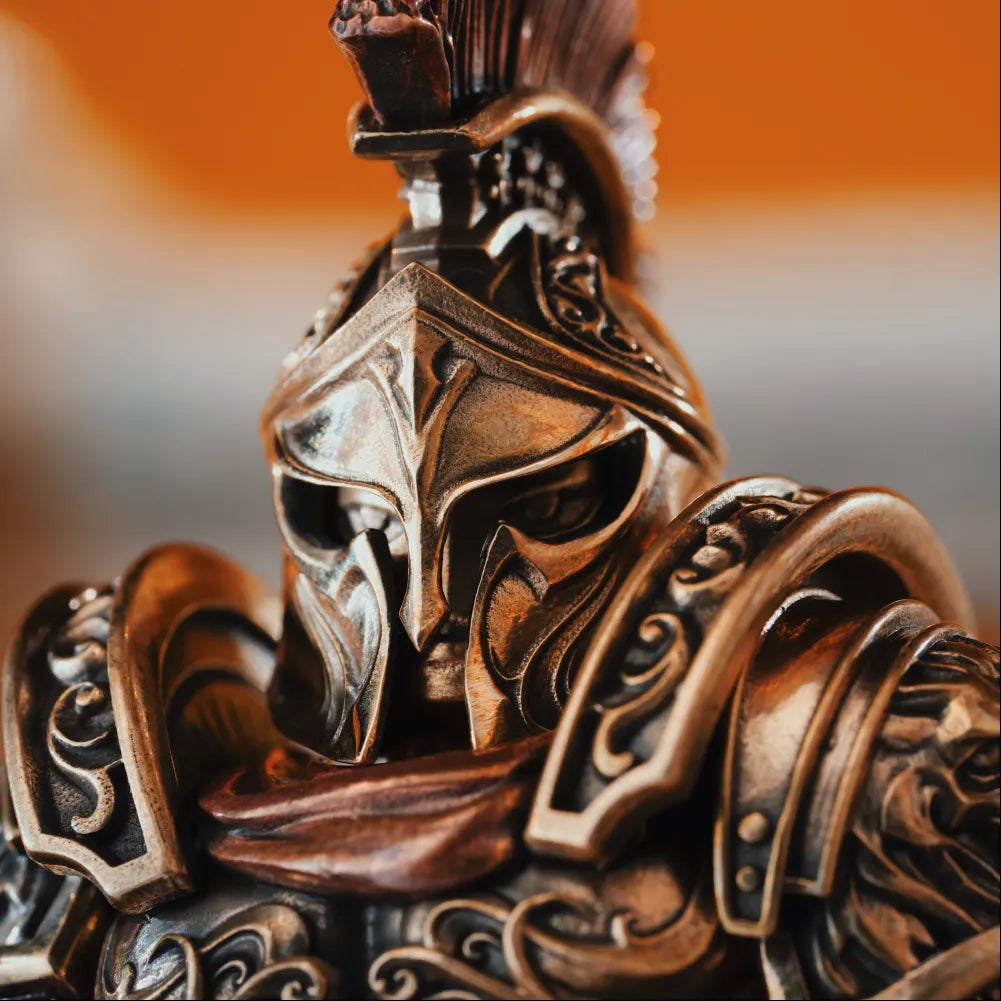 Close-up of the Spartan Warrior helmet and face