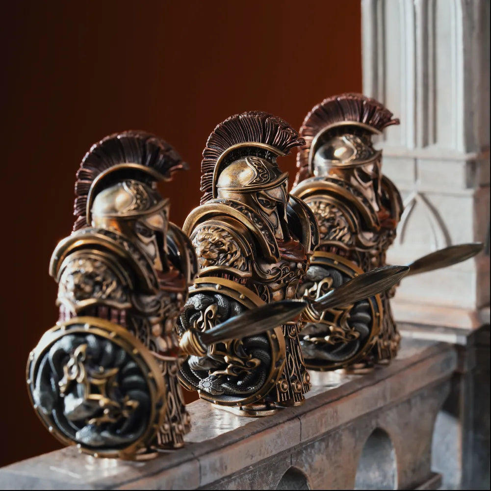 Spartan warrior figures displayed together