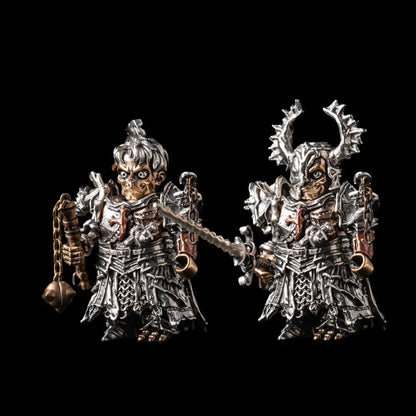 Two Undead Crusader figures with both heads, sword and morning star